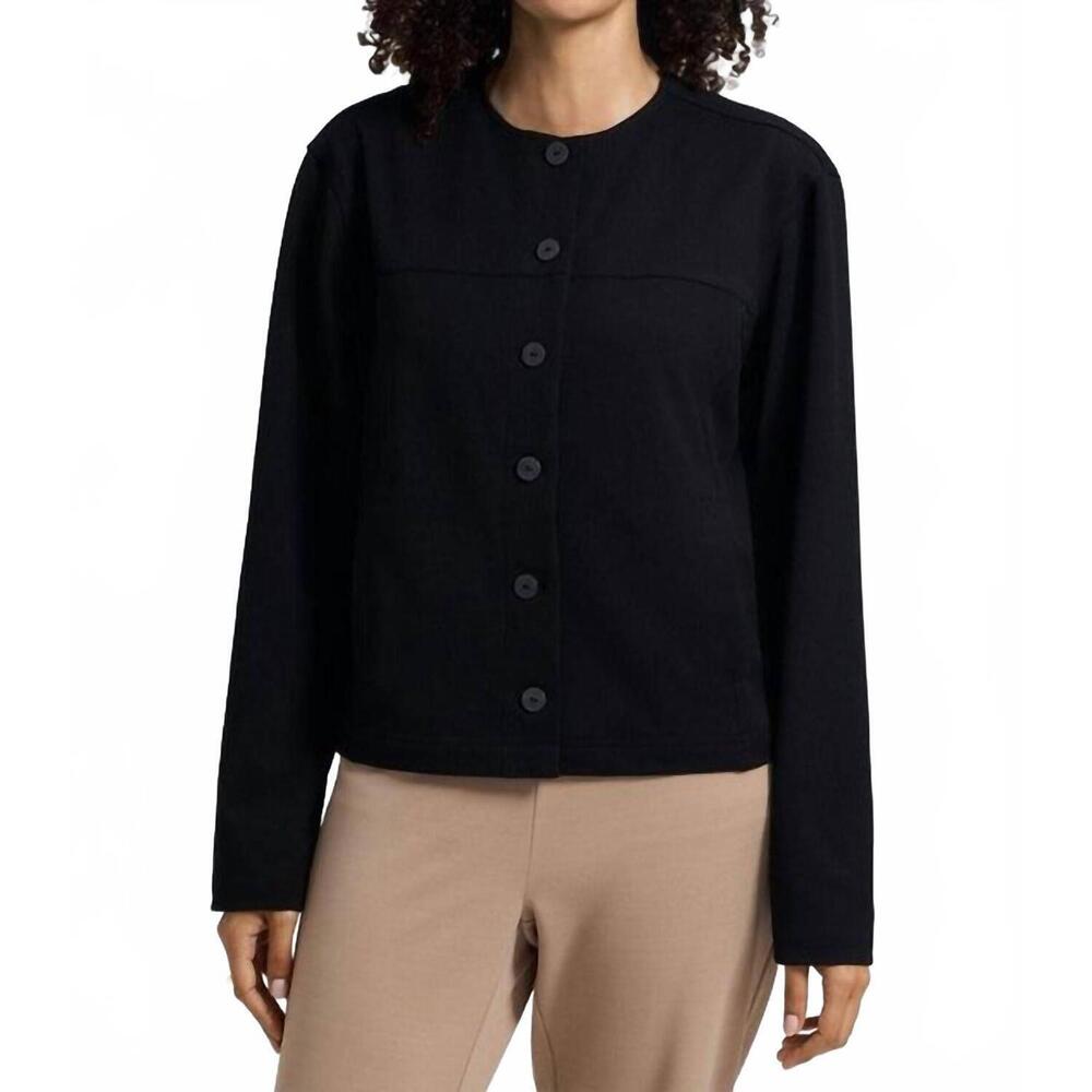 NEW FOXCROFT valerie long sleeve knit crepe jacket in black